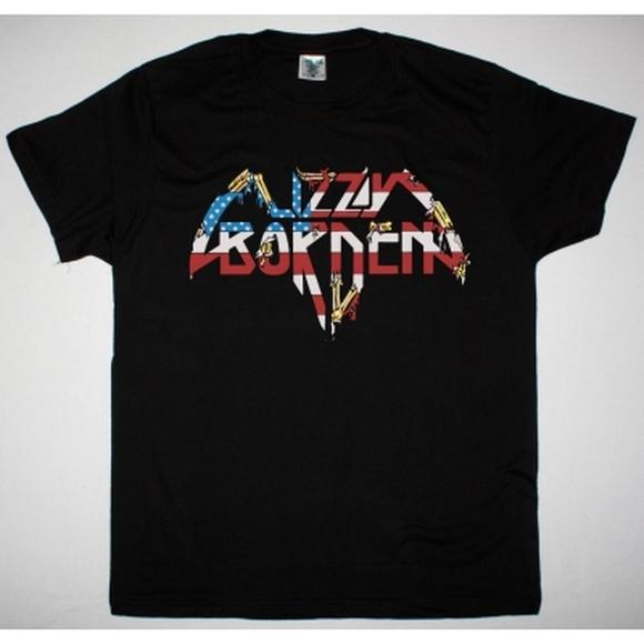 Tops - Lizzy Borden Flag New Black T Shirt